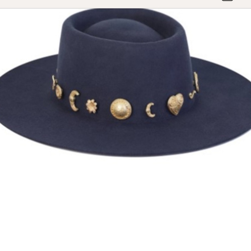 Lack of color celestial boater hat small